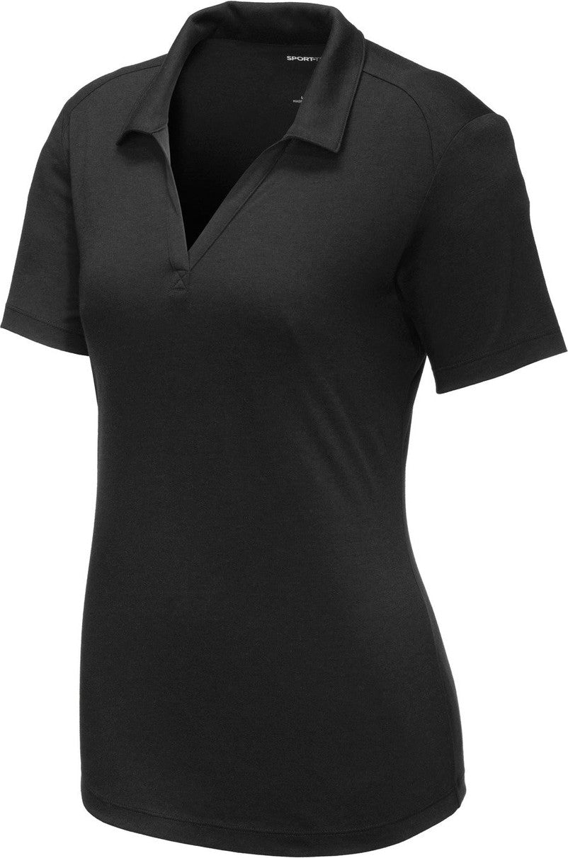 Front View of Black Triad So Sport-Tek Women's PosiCharge Tri-Blend Wicking Polo. LST405