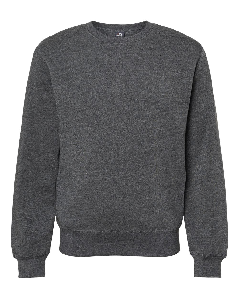 Front View of Black Triblend Triblend Fleece Crewneck Sweatshirt - 8870