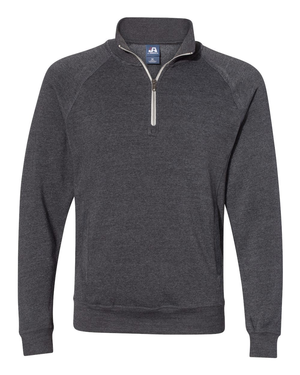 Front View of Black Triblend Triblend Quarter-Zip Sweatshirt - 8869