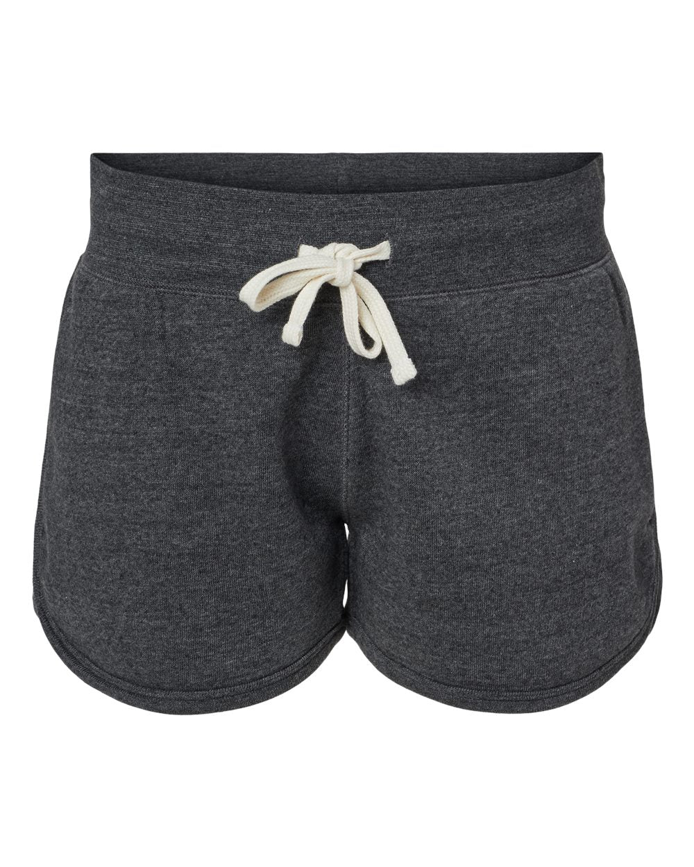Front View of Black Triblend Women's Fleece Shorts - 8856