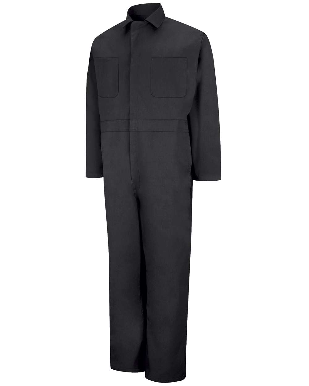 Front View of Black Twill Action Back Coverall - Tall Sizes - CT10T