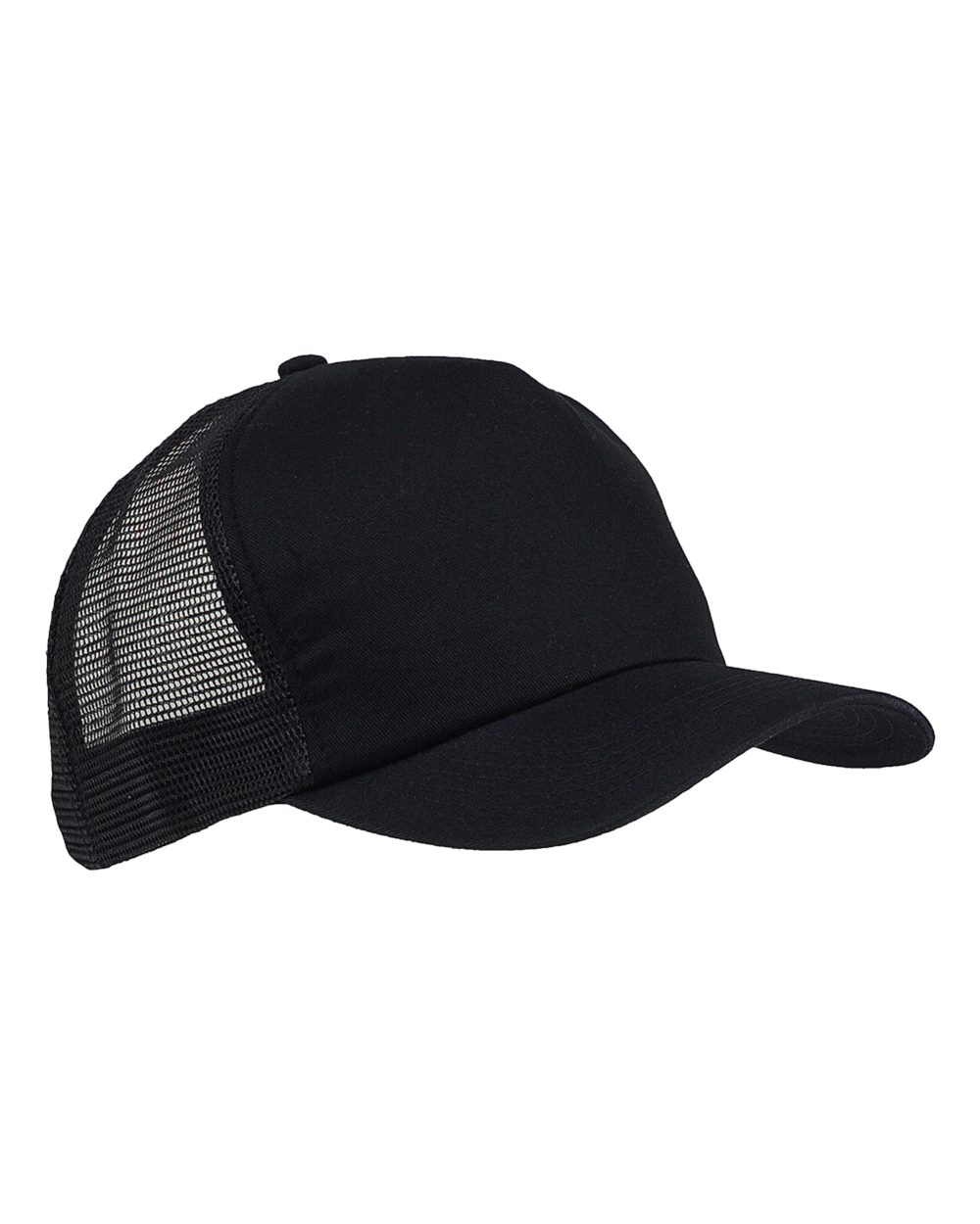 Front View of Black Twill Trucker Cap - BX010