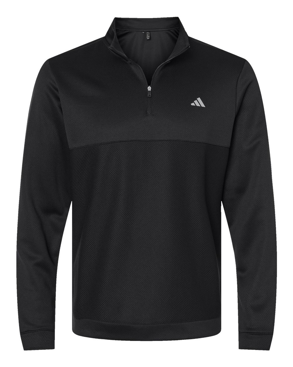 Front View of Black Ultimate365 Textured Quarter-Zip Pullover - A2001
