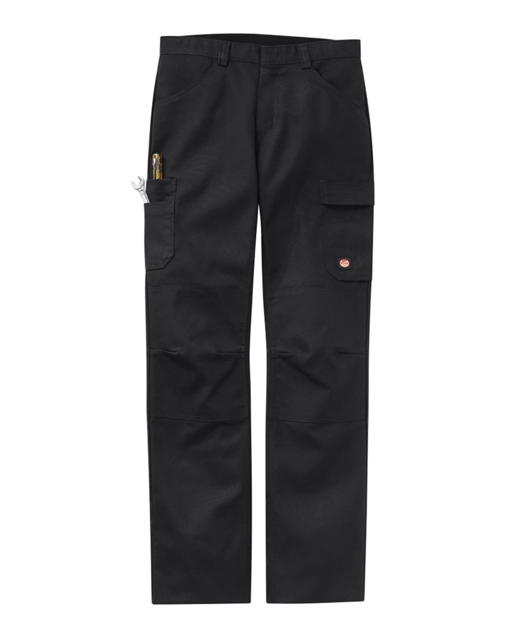Front View of Black - Unhemmed Shop Pants - PT2A