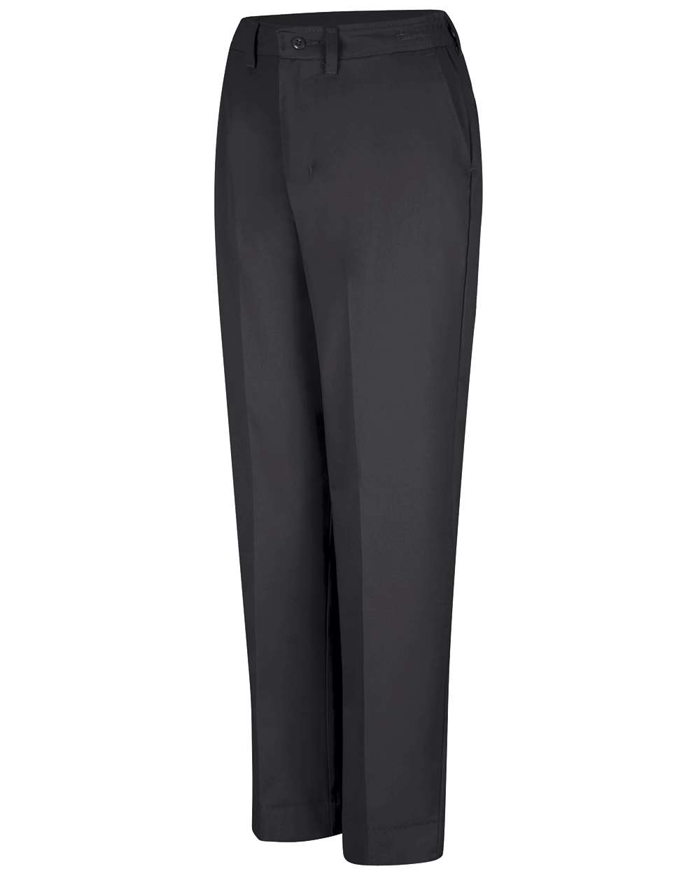Front View of Black - Unhemmed Women&#39;s Elastic Insert Work Pants - PT61
