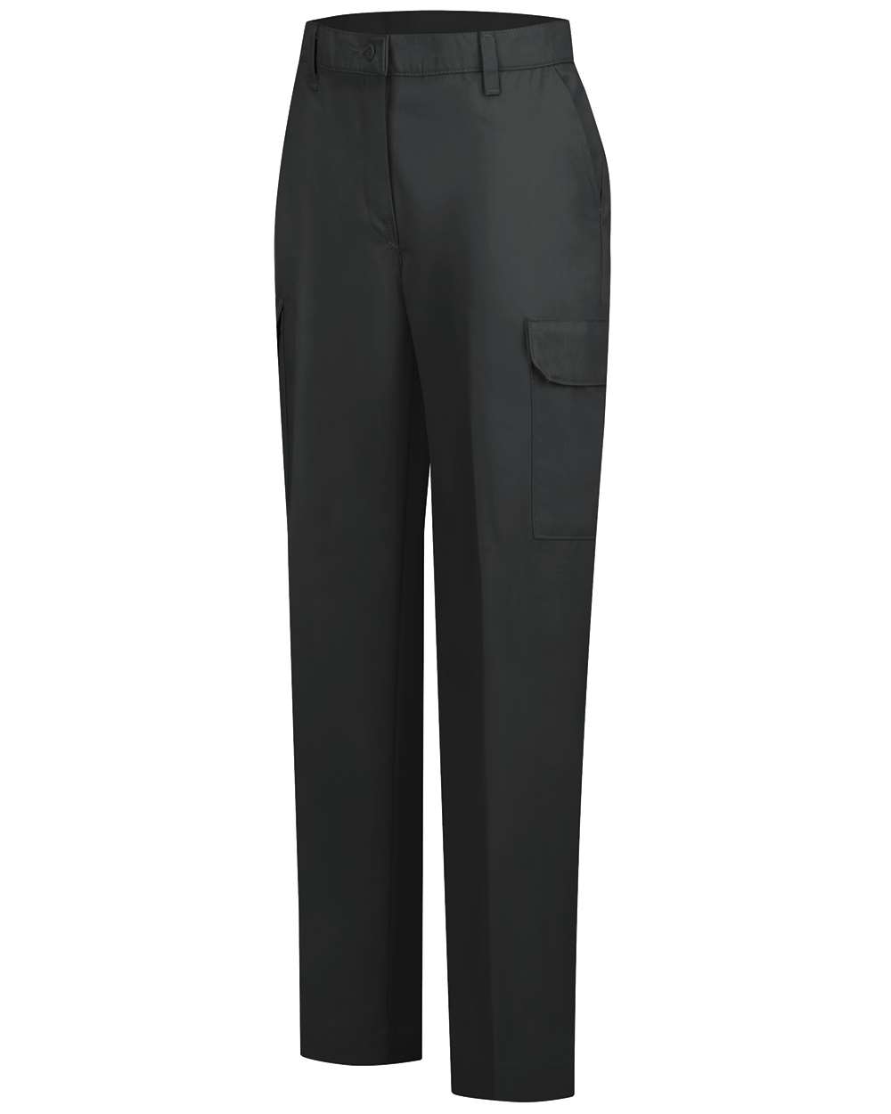 Front View of Black - Unhemmed Women's Industrial Cargo Pants - PT89