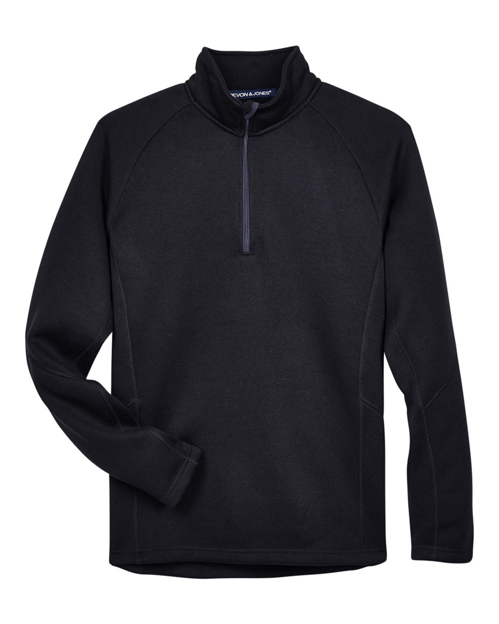 Front View of Black Unisex Bristol Sweater Fleece Quarter-Zip Pullover - DG792