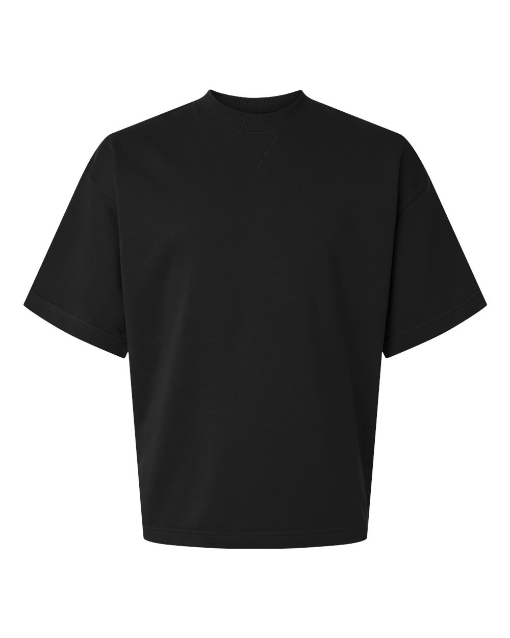 Front View of Black Unisex French Terry Ex Crew - FTEX00 plain