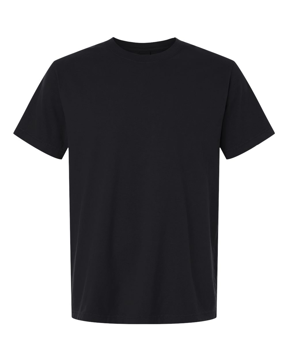Front View of Black Unisex Heavyweight Garment-Dyed Tee - 4810GD