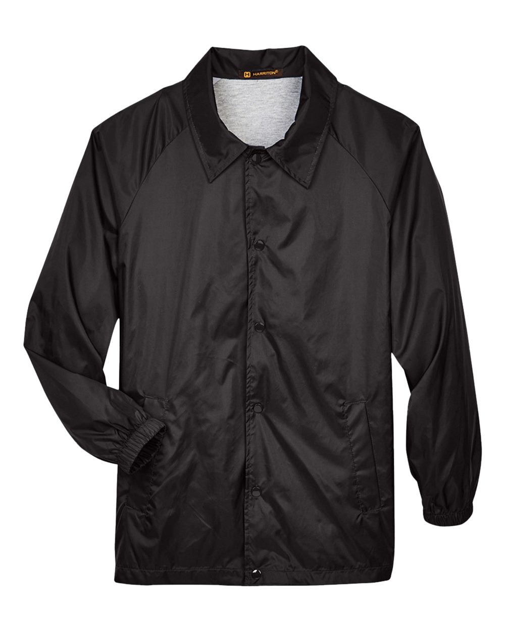Front View of Black Unisex Nylon Staff Jacket - M775