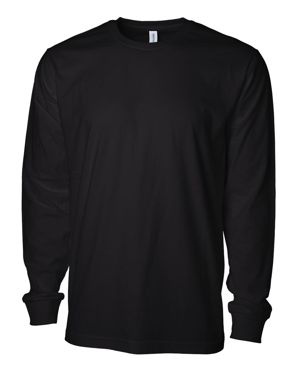 Front View of Black Unisex Premium Long Sleeve T-Shirt - PRM180LST