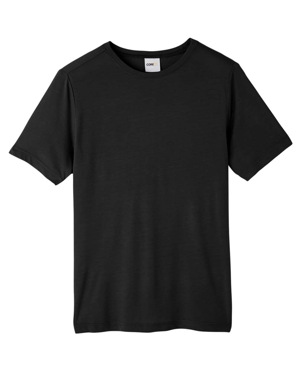 Front View of Black Unisex Tall Fusion ChromaSoft™ Performance T-Shirt - CE111T