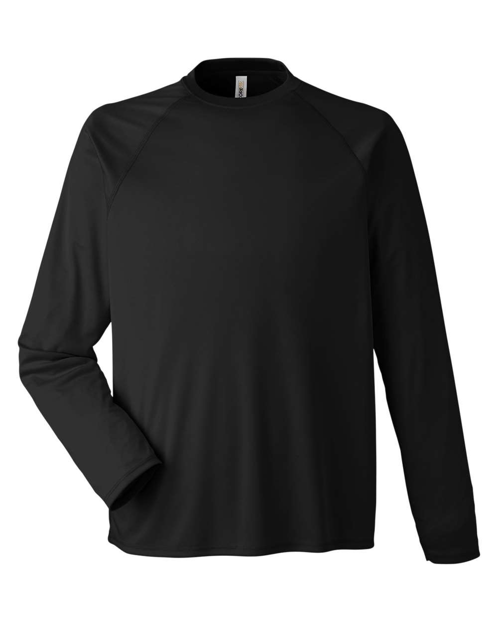 Front View of Black Unisex Ultra UVP™ Marina Raglan Long Sleeve T-Shirt - CE110