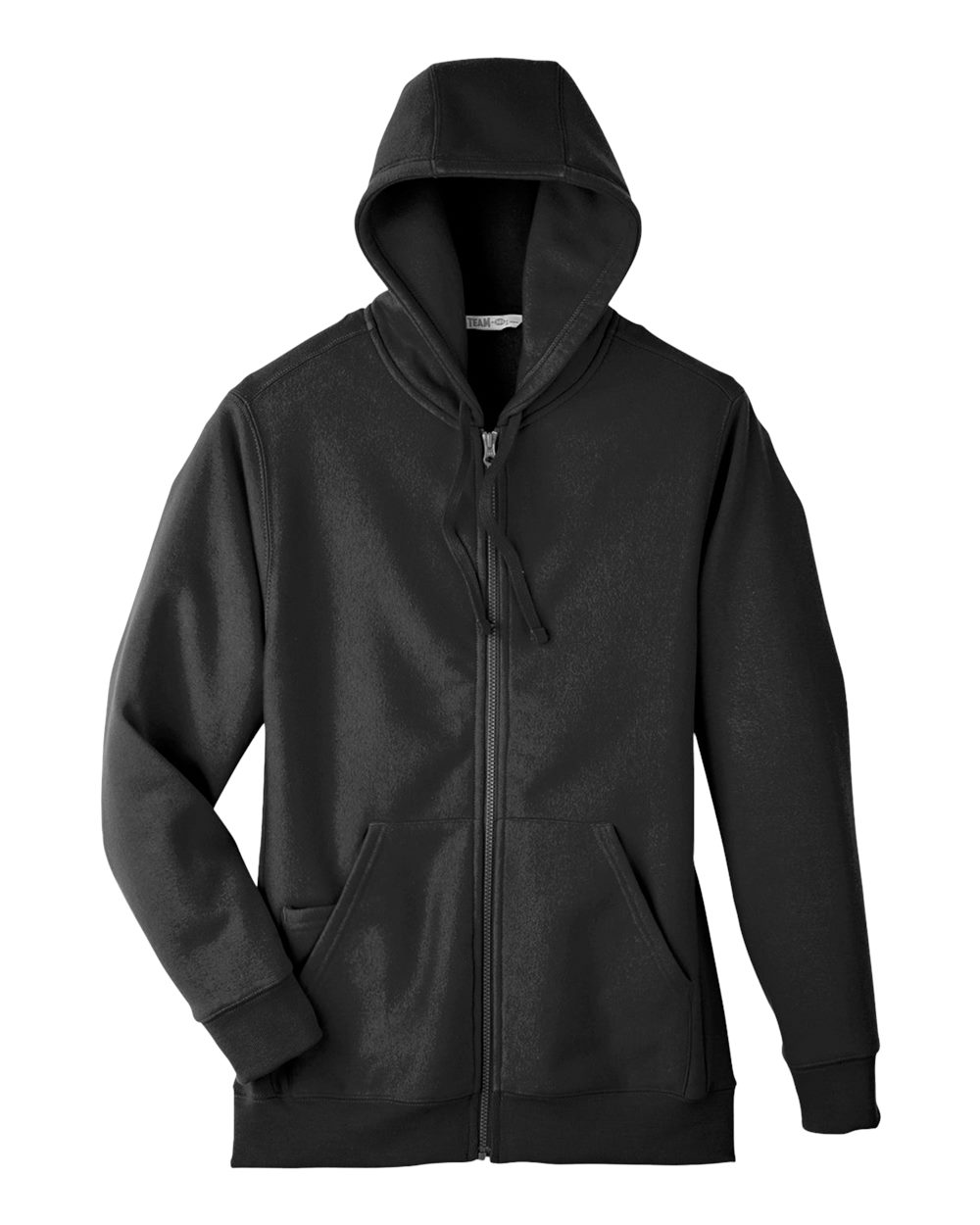 Front View of Black Unisex Zone HydroSport™ Heavyweight Full-Zip Hooded Sweatshirt - TT95