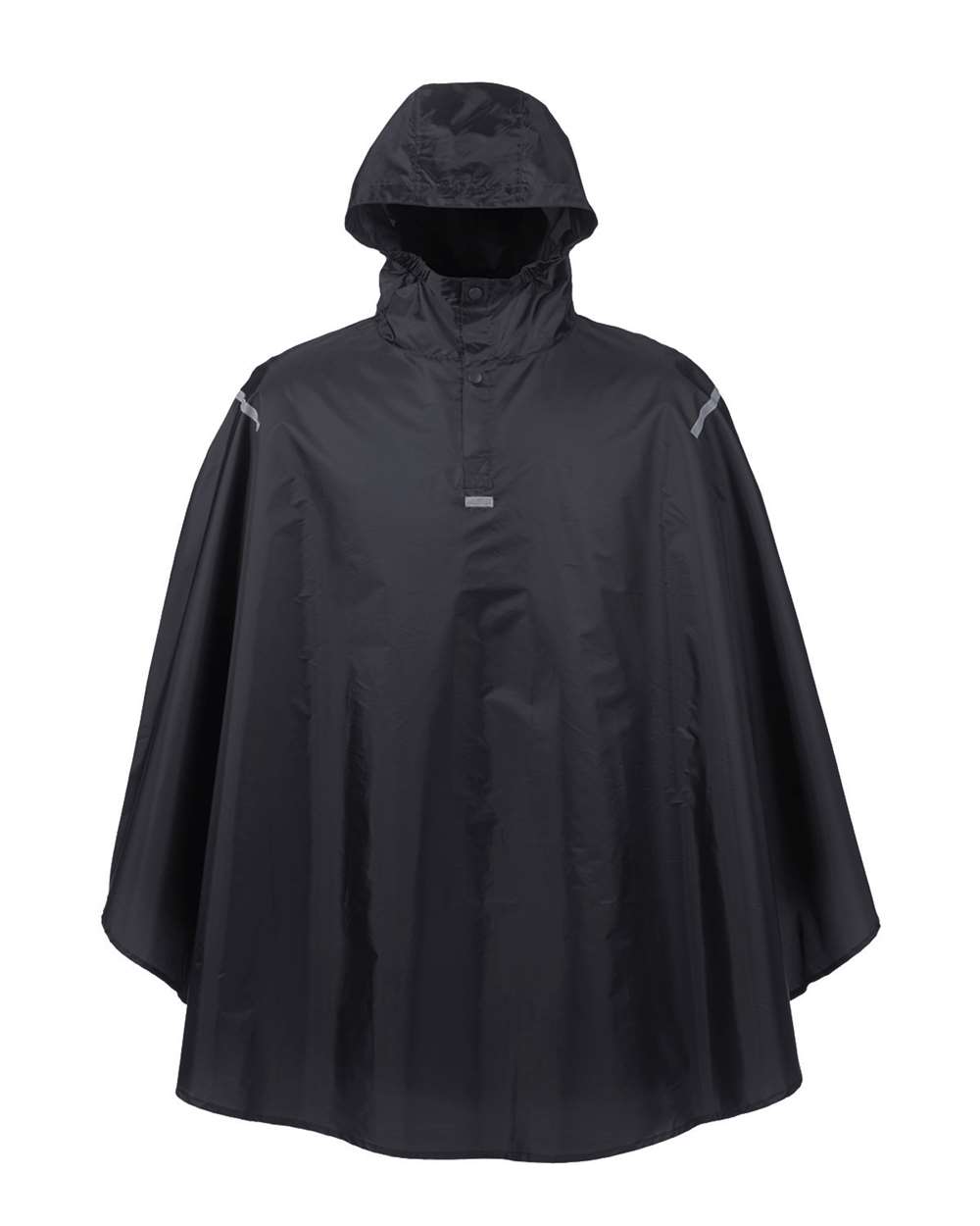 Front View of Black Unisex Zone Protect Packable Poncho - TT71