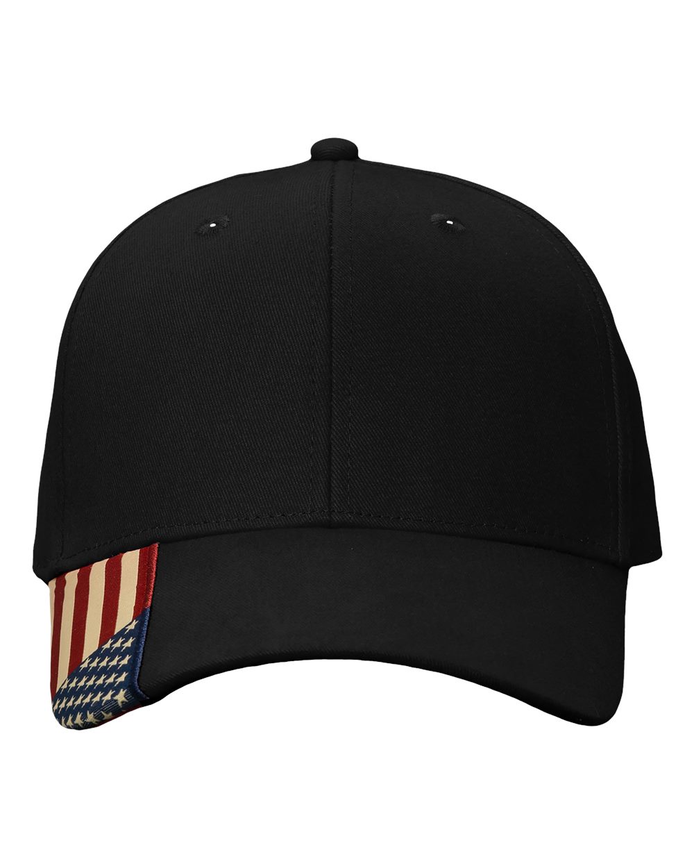 Front View of Black/ USA USA Flag Cap - AM350