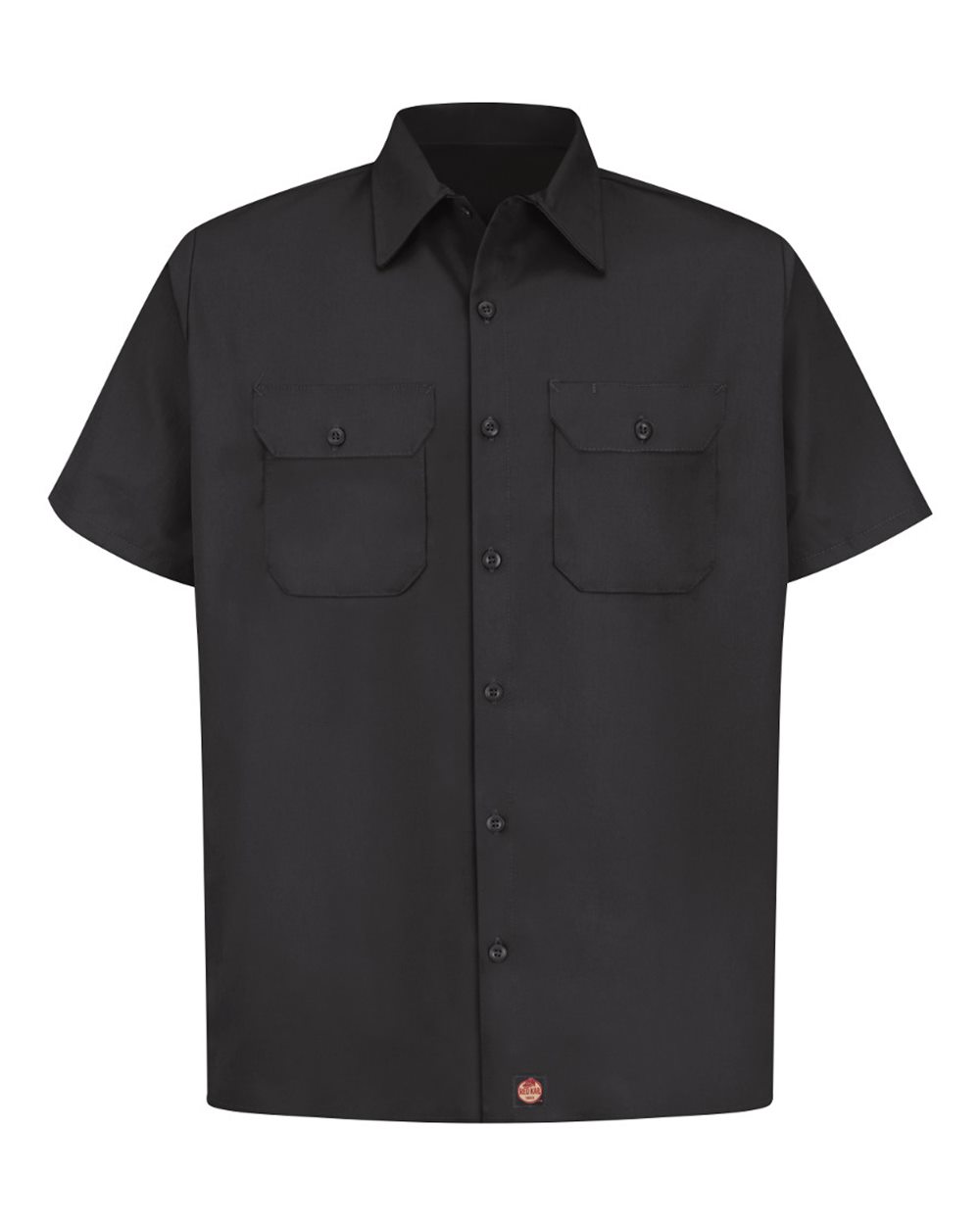 Front View of Black Utility Short Sleeve Work Shirt - ST62