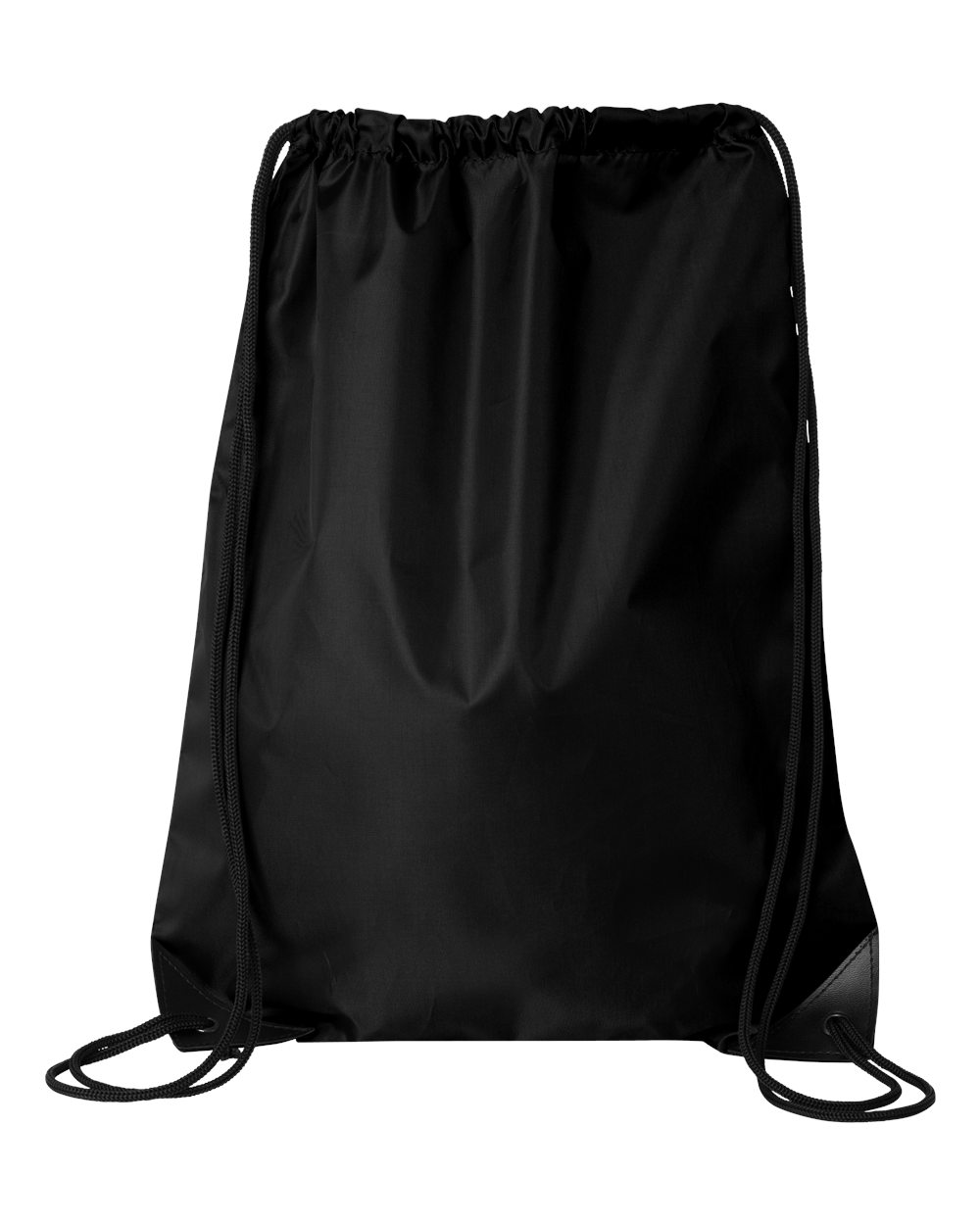 Front View of Black Value Drawstring Backpack - 8886