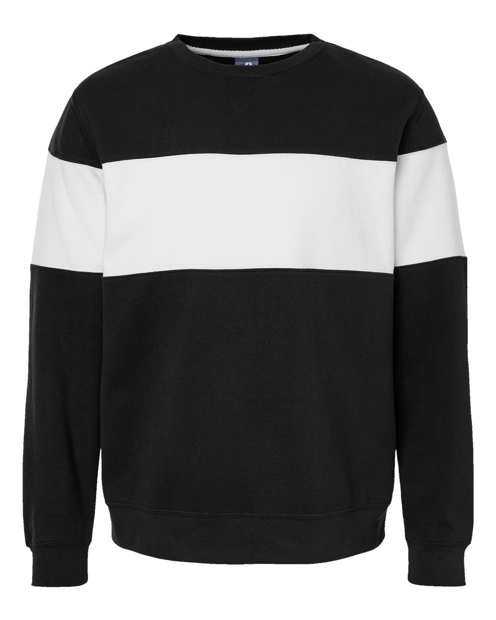 Front View of Black Varsity Fleece Crewneck Sweatshirt - 8646