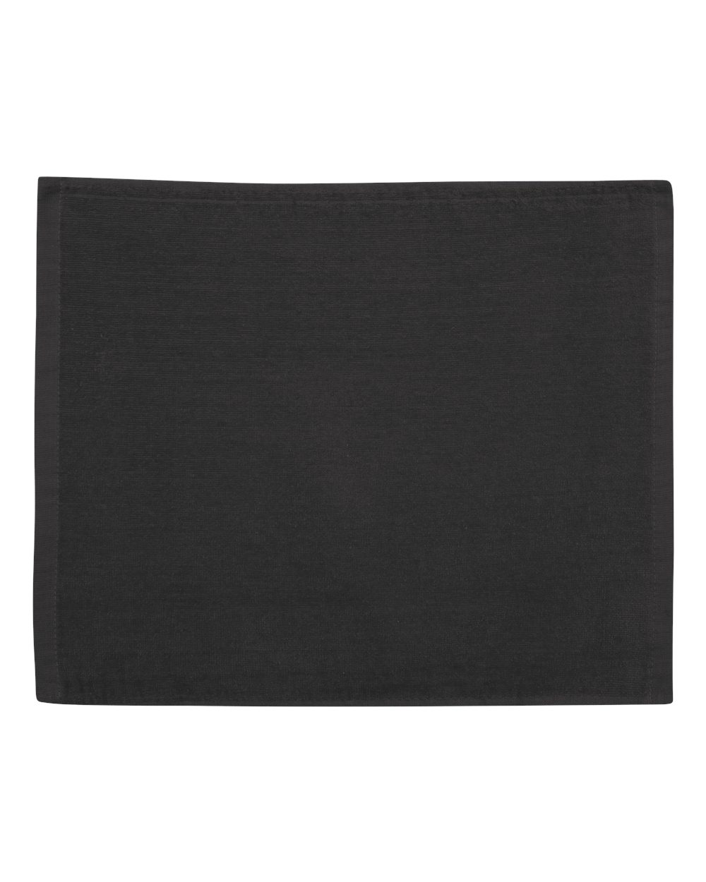 Front View of Black Velour Hemmed Towel - C1518