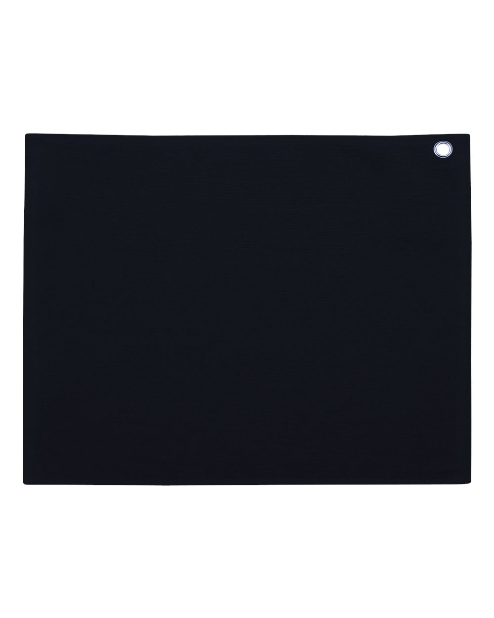 Front View of Black Velour Hemmed Towel with Grommet & Hook - C1518GH