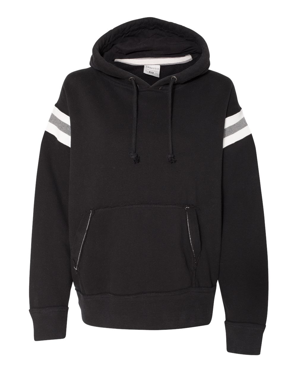 Front View of Black Vintage Athletic Hooded Sweatshirt - 8847