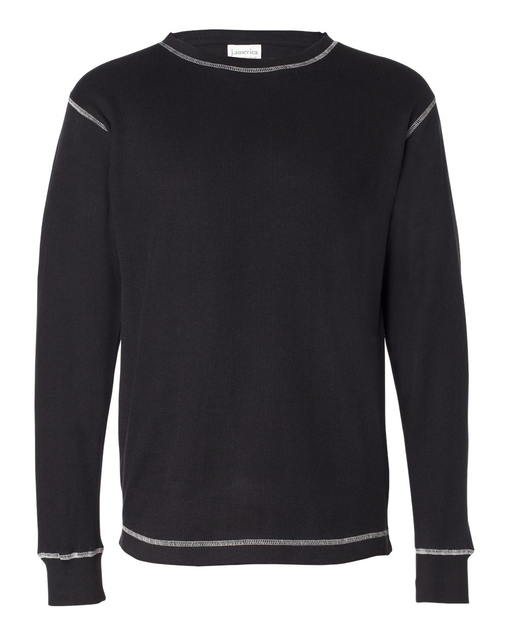 Front View of Black/ Vintage White Vintage Thermal Long Sleeve T-Shirt - 8238
