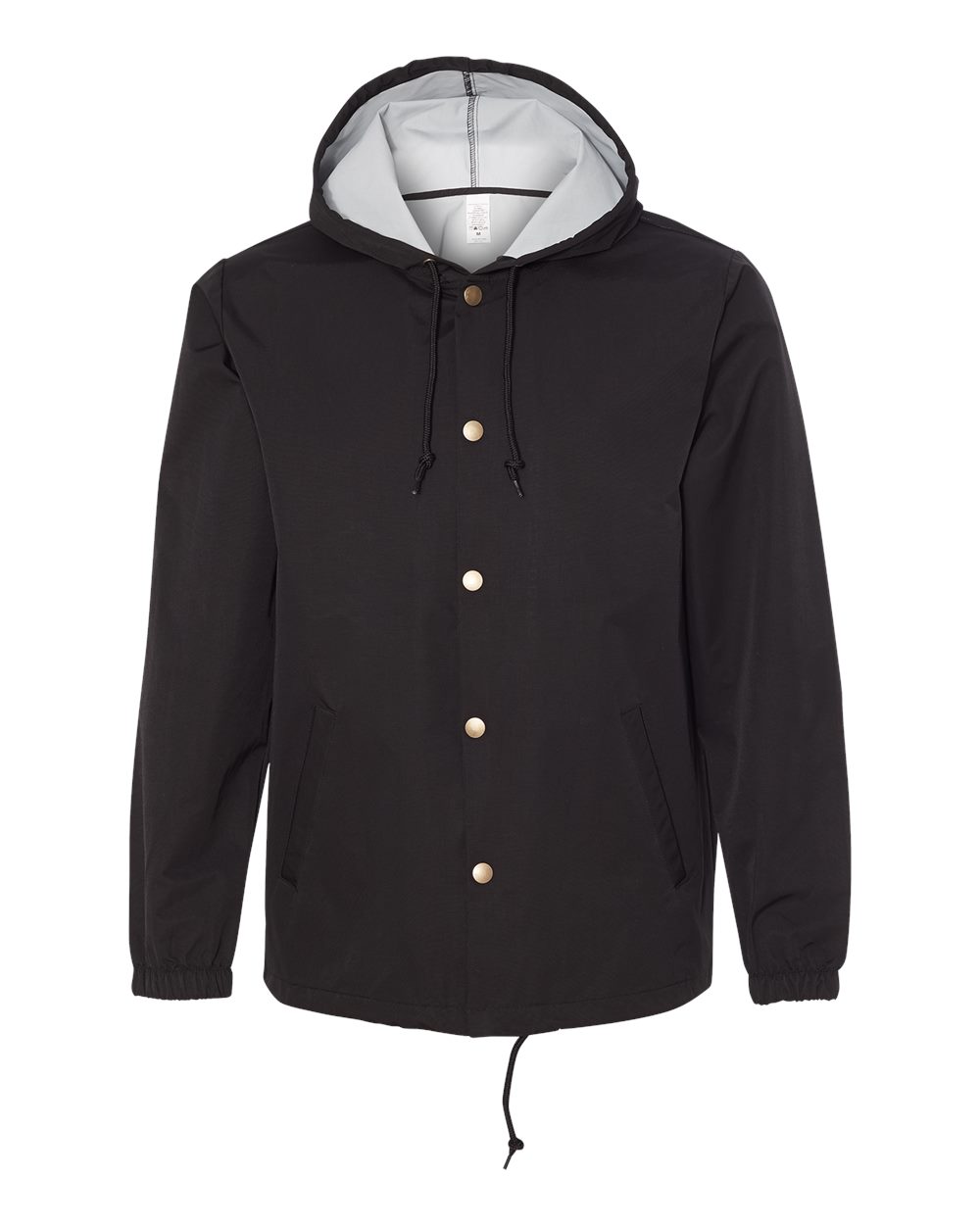 Front View of Black Water-Resistant Hooded Windbreaker - EXP95NB