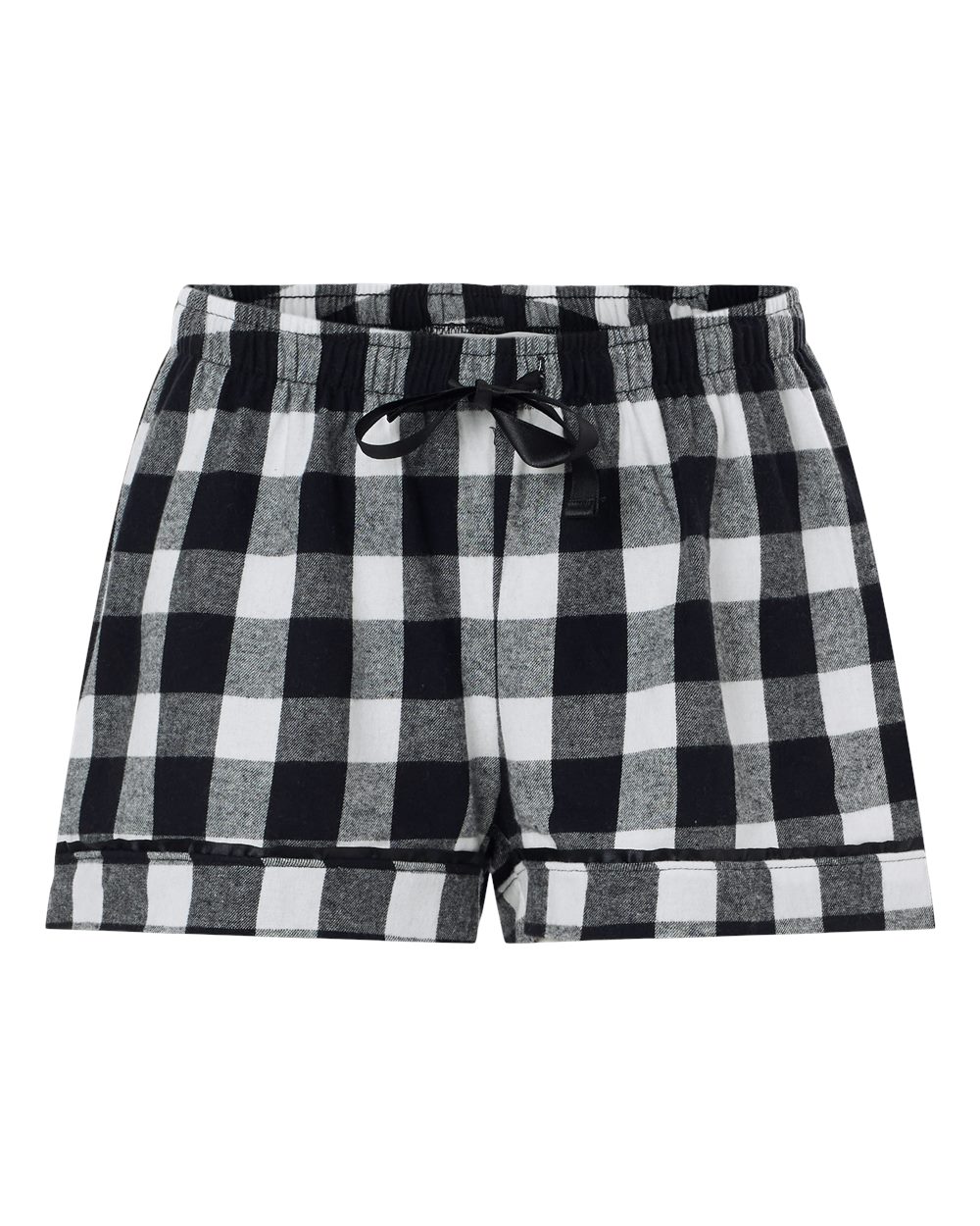 Front View of Black/ White Buffalo Plaid Women's Flannel Shorts - BW6501