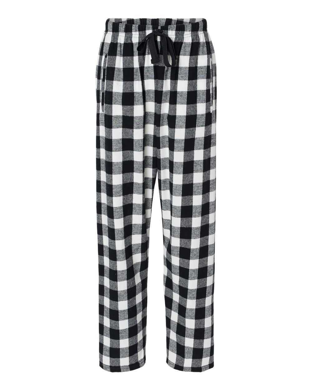 Front View of Black/ White Buffalo Plaid Women's Haley Flannel Pants - BW6620