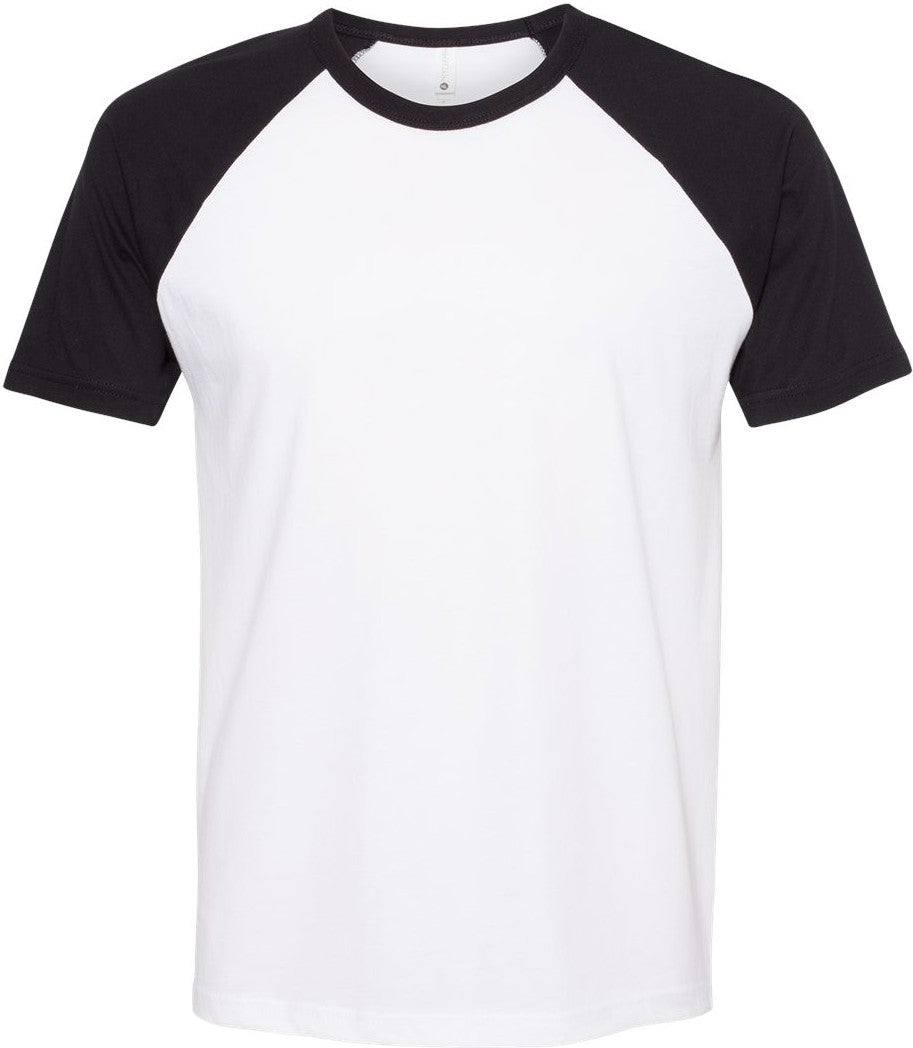 Front View of Black/ White Cotton Raglan T-Shirt - 3650