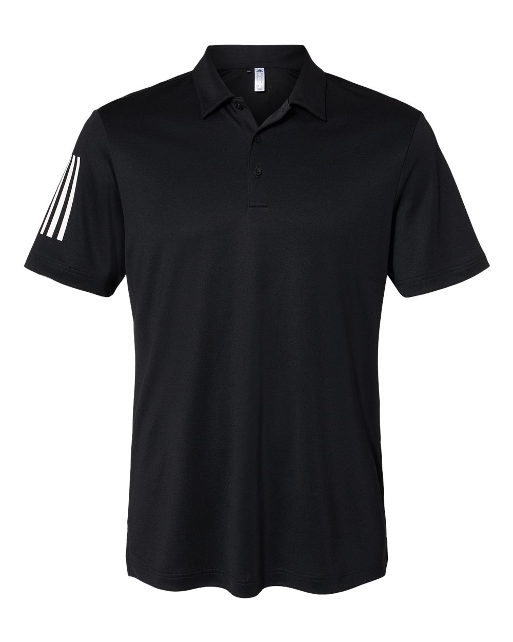 Front View of Black/ White Floating 3-Stripes Polo - A480
