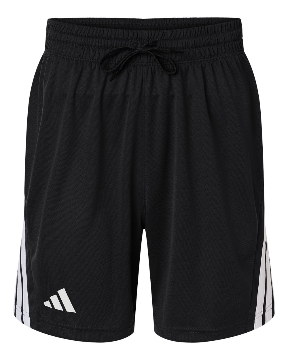 Front View of Black/ White Men's 3-Stripes 7" Shorts - AT300