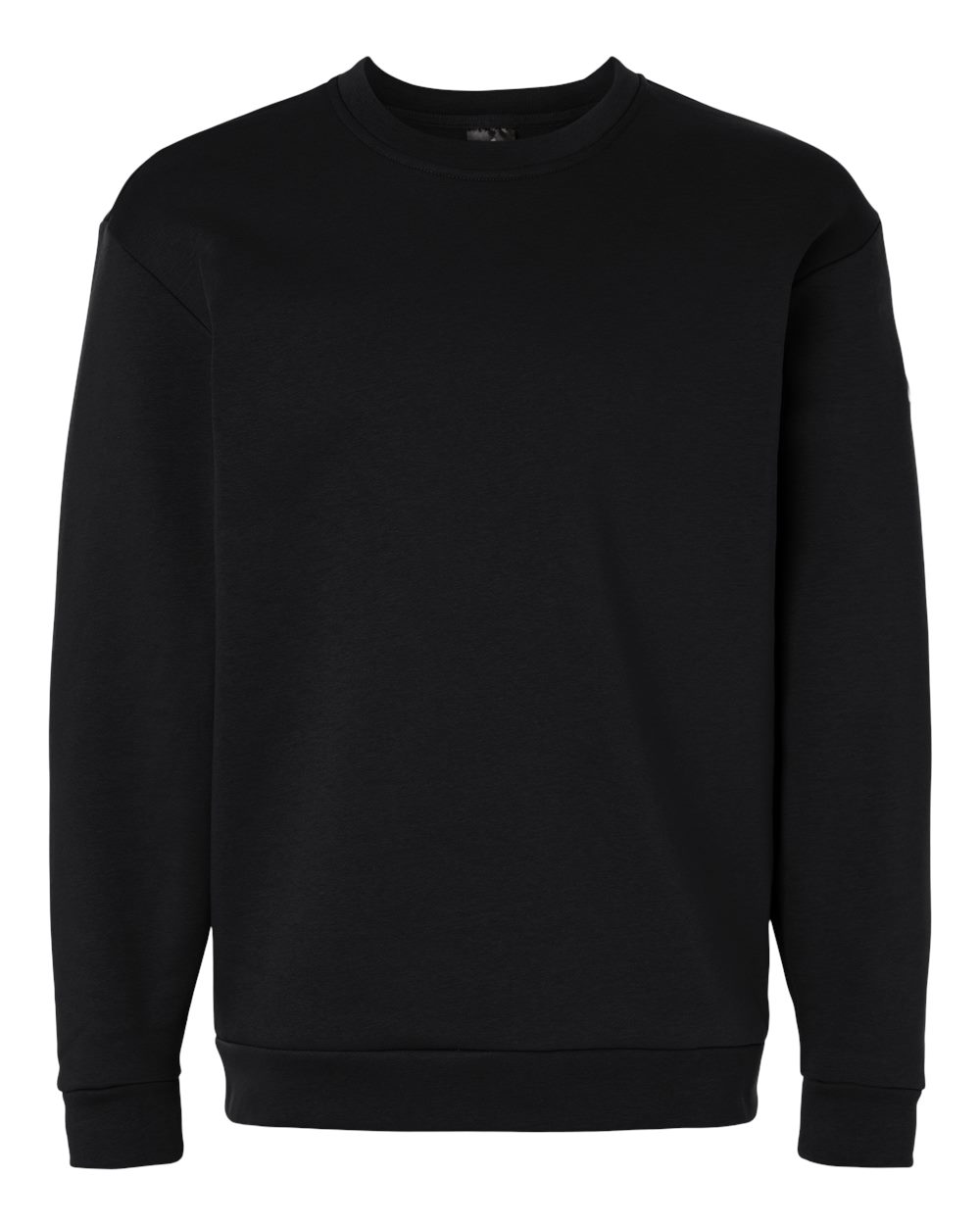 Front View of Black/ White Men's Fleece Crewneck Sweatshirt - AT200 plain