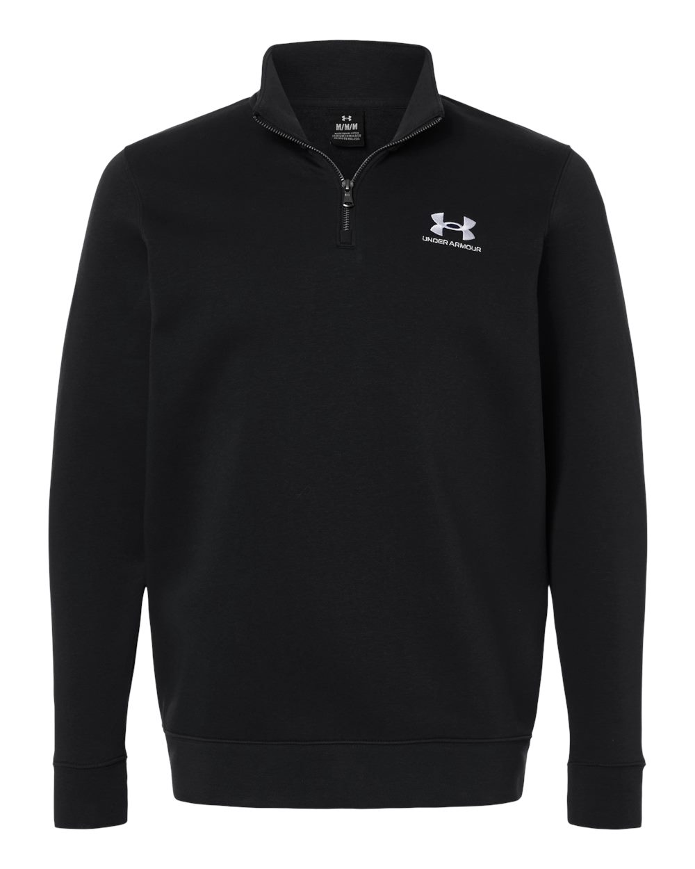 Front View of Black/ White Men's Icon Fleece Quarter-Zip Pullover - 6012710 plain