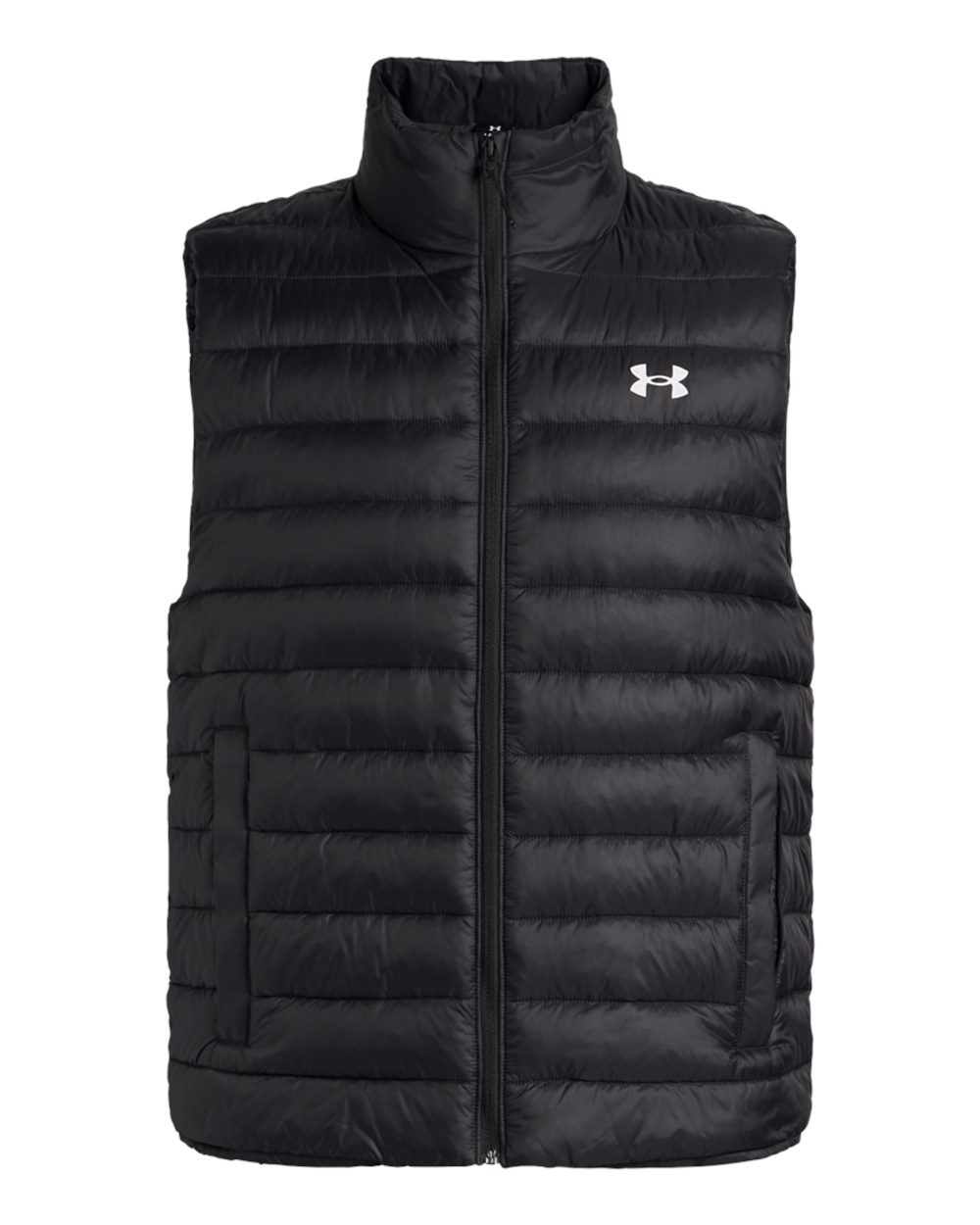Front View of Black/ White Men's Sportswear Insulated Vest - 6006364