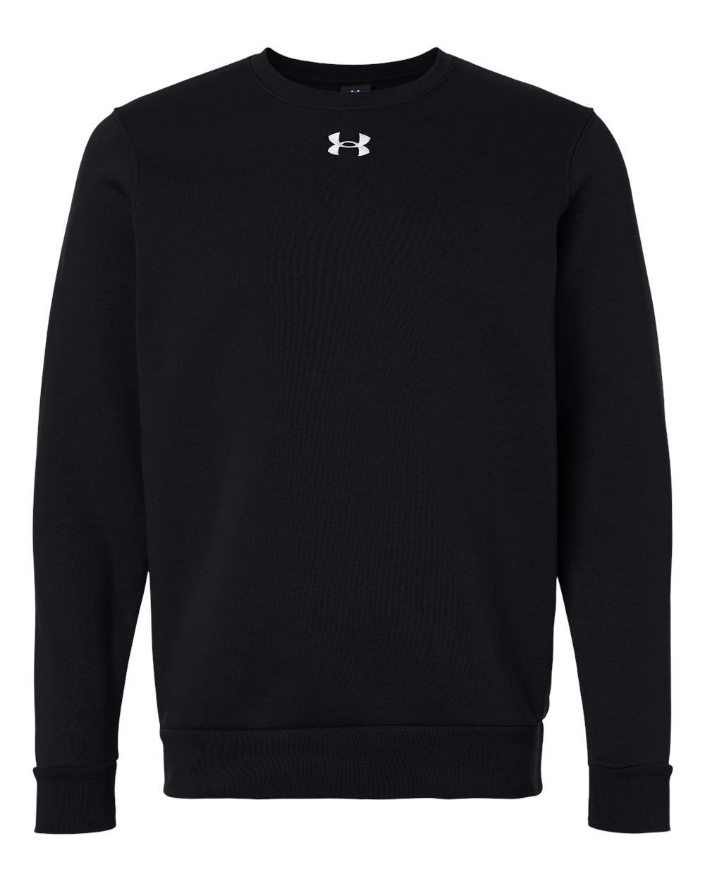Front View of Black/ White Men's Team Icon Fleece Crew - 6014160 plain