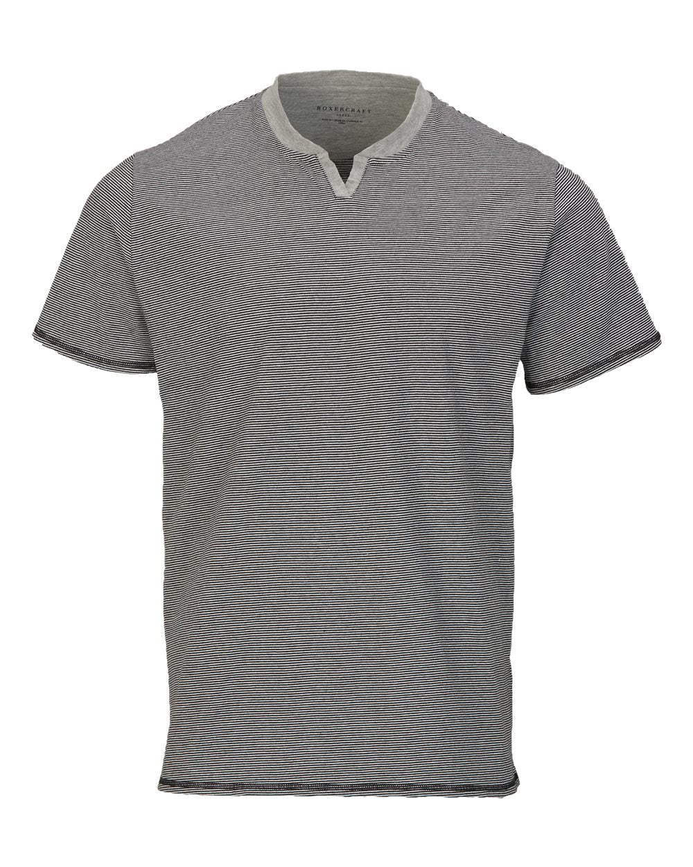 Front View of Black/ White Striped V-Notch T-Shirt - BM2401