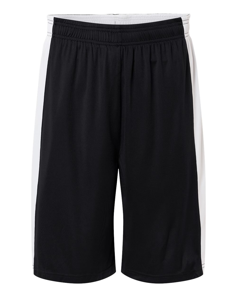 Front View of Black/ White Unisex Zone Performance Reversible Shorts - TT115B