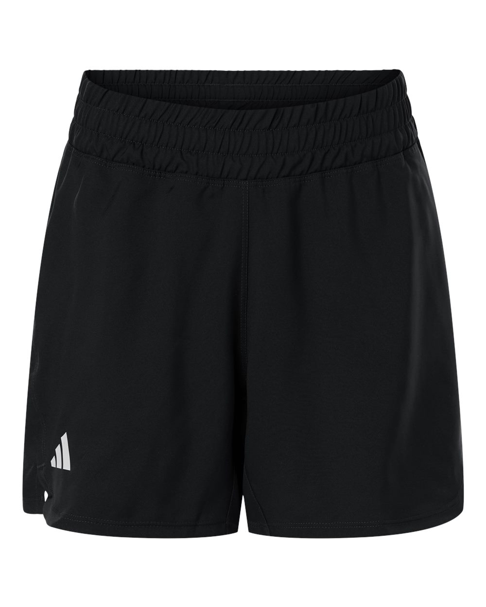 Front View of Black/ White Women's D4T Woven 3" Shorts - AT306 plain