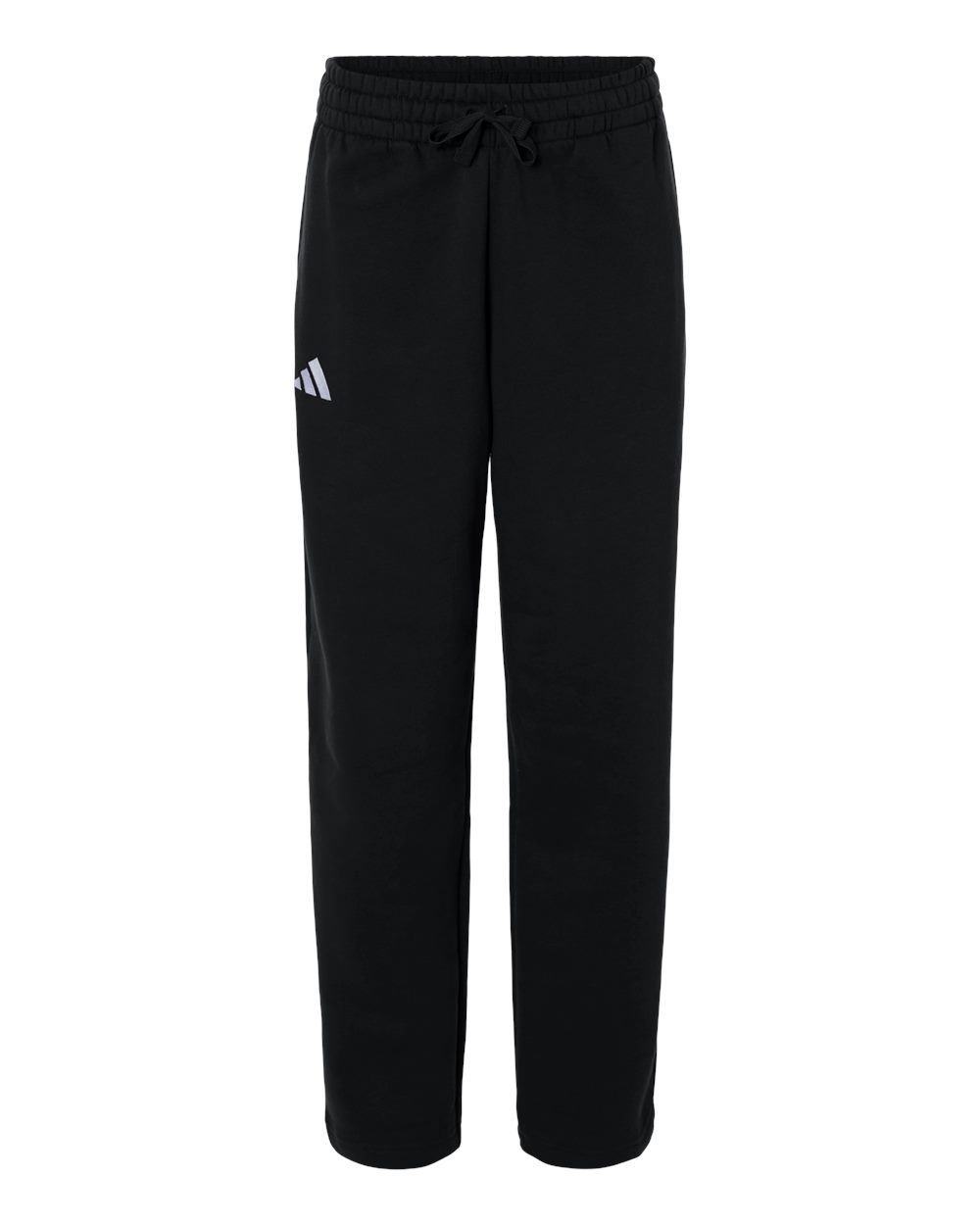 Front View of Black/ White Women's Fleece Sweatpants - AT216