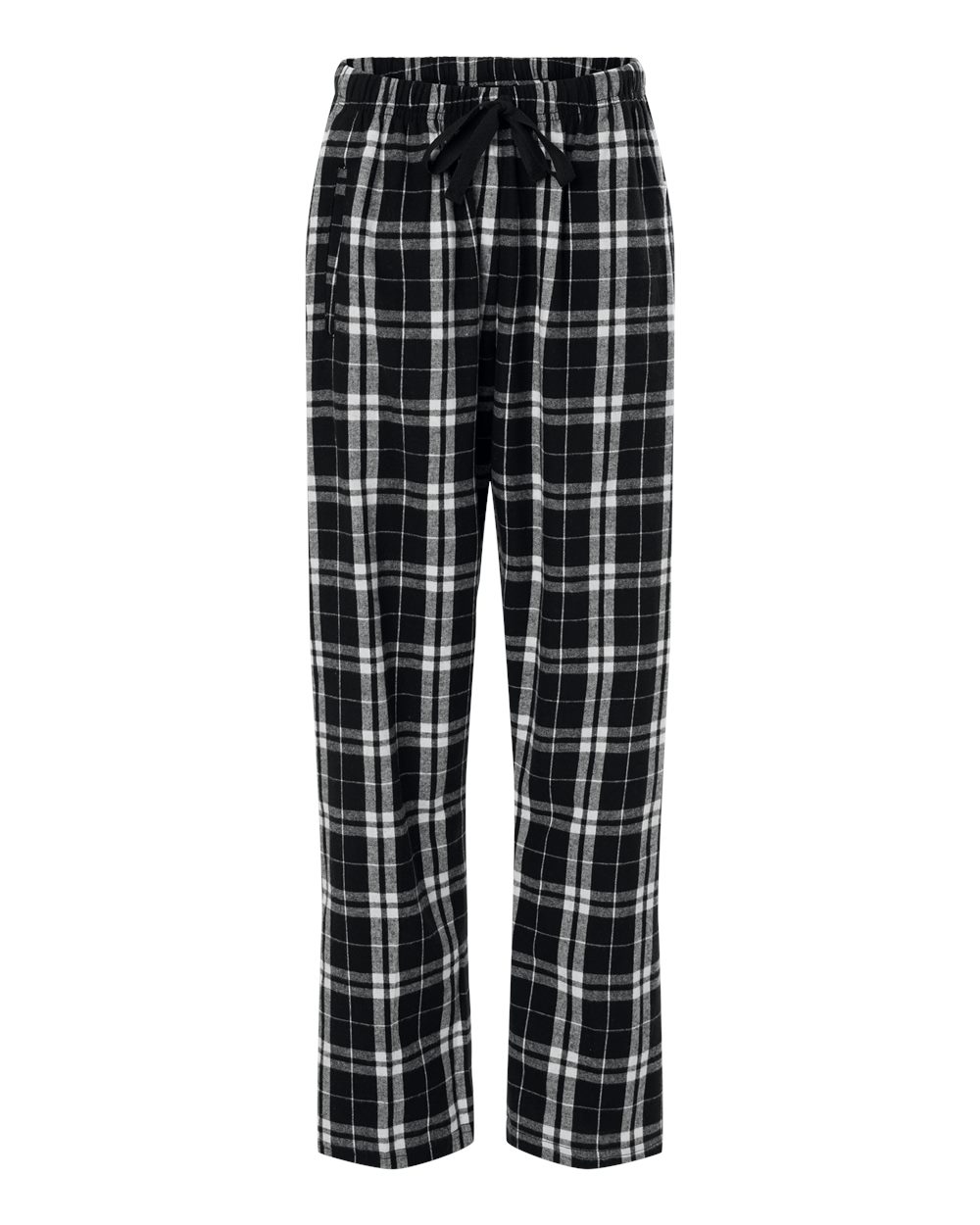 Front View of Black/ White Women's Haley Flannel Pants - BW6620