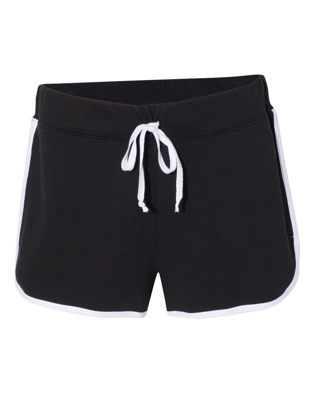 Front View of Black/ White Women’s Relay Shorts - R65