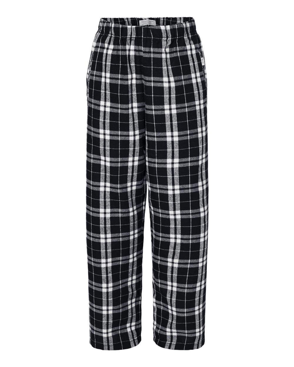Front View of Black/ White Youth Flannel Pants - BY6624