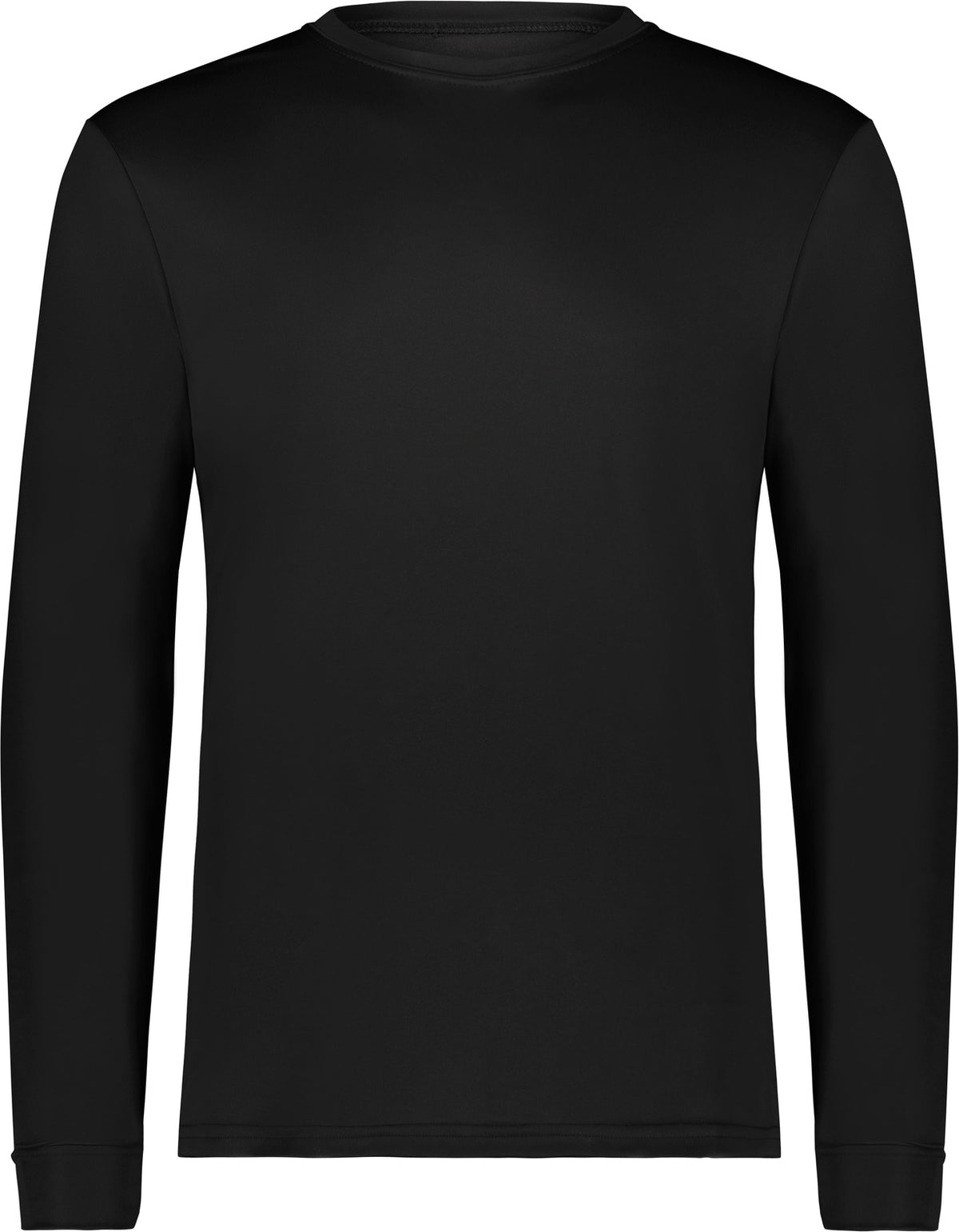Front View of BLACK WICKING LONG SLEEVE T-SHIRT