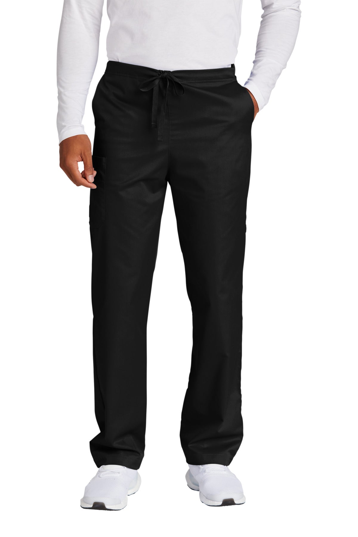 Front View of Black Wink Unisex WorkFlex Cargo Pant WW3150