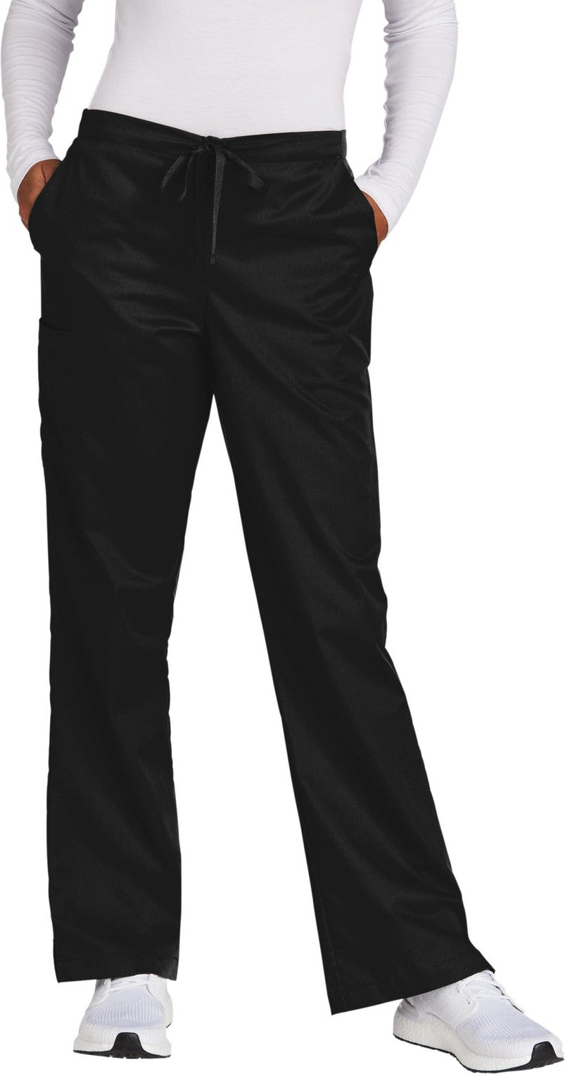 Front View of Black Wink Women's WorkFlex Flare Leg Cargo Pant WW4750