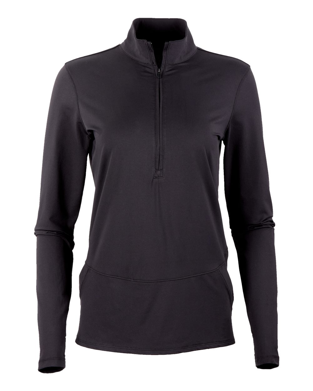Front View of Black Woman's Flex Quarter-Zip - BW5202