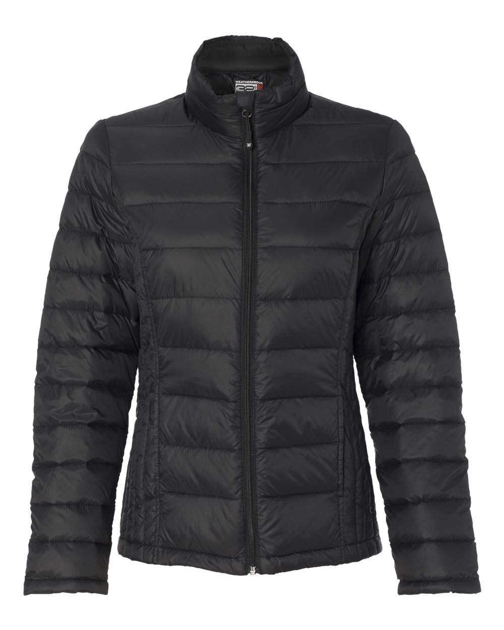 Front View of Black Women's 32 Degrees Packable Down Jacket - 15600W