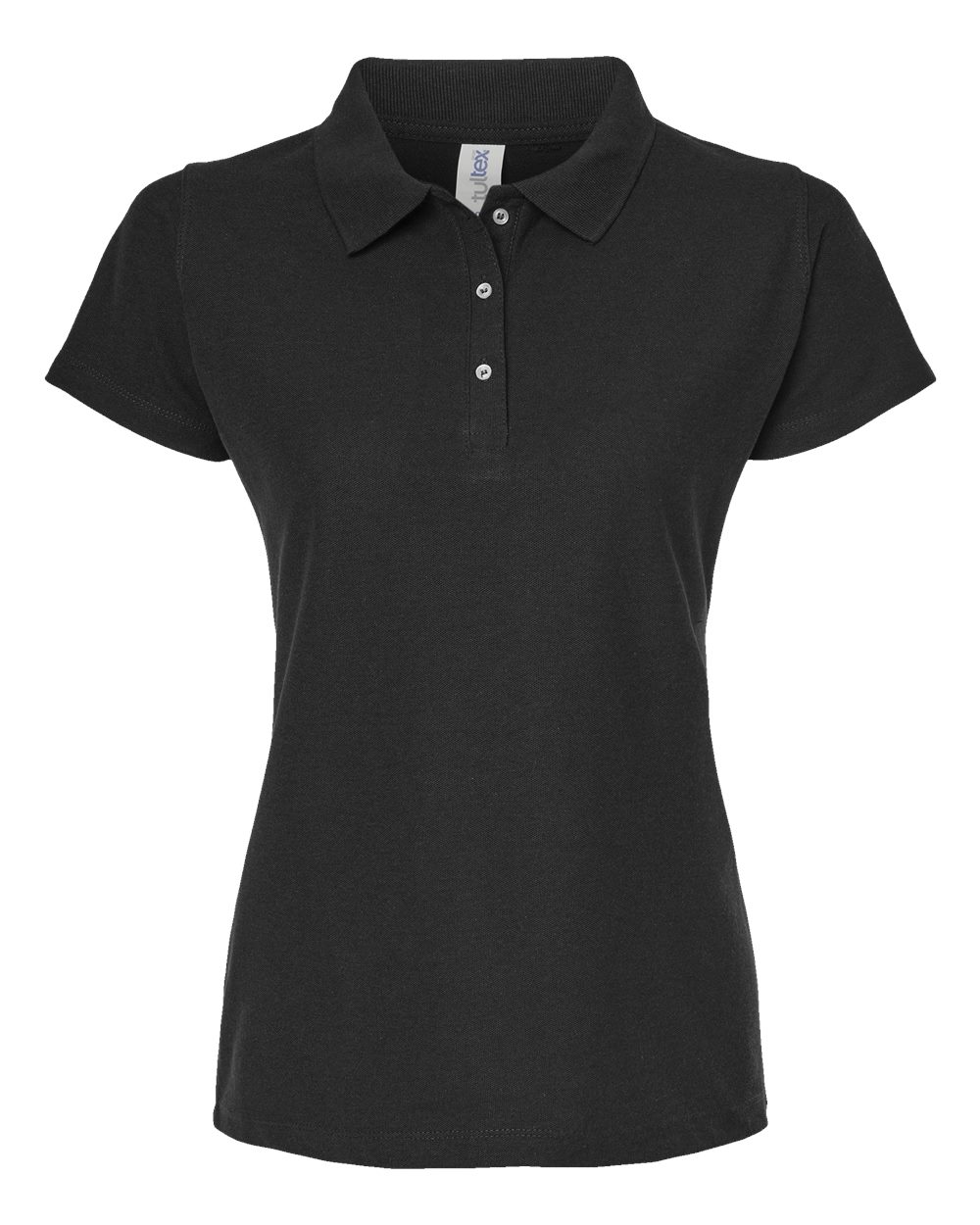 Front View of Black Women's 50/50 Sport Pique Polo - 401
